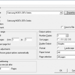 Printer Dialog Image of the printer dialog having many options