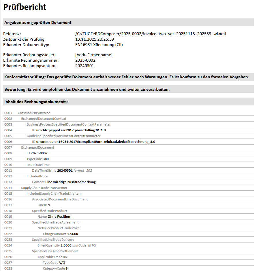 Automatische ZUGFeRD Validierung mit dem Kosit Validator 1 Kosit Validator Example